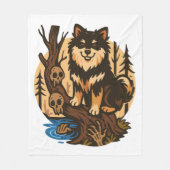 Spooky Forest Dog with Skulls Horror Art Fleece Deken (Voorkant)
