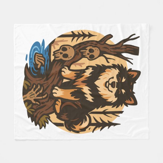 Spooky Forest Dog with Skulls Horror Art Fleece Deken (Voorkant (Horizontaal))