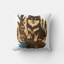 Spooky Forest Dog with Skulls Horror Art Kussen