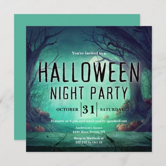 Spooky Forest Halloween uitnodiging (Voorkant / Achterkant)