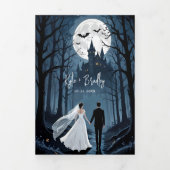 Spooky Forest Haunted Castle Wedding 6-Photo Drieluik Uitnodiging (Cover)