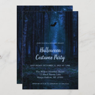 Spooky Forest op Night Halloween Party Invitation Kaart