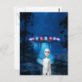 Spooky Forest UFO Close Encounter Briefkaart (Voorkant / Achterkant)