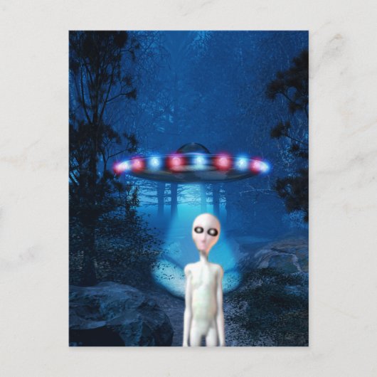 Spooky Forest UFO Close Encounter Briefkaart (Voorkant)