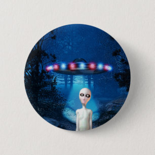 Spooky Forest UFO naaste ontmoet Button