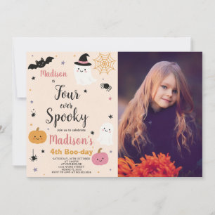 Spooky Four Kinder Halloween Verjaardagsuitnodigin Kaart