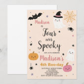 Spooky Four Kinder Halloween Verjaardagsuitnodigin Kaart (Voorkant / Achterkant)