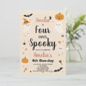 Spooky Four Ooit Kinder Halloween Verjaardag Uitno Kaart (Staand voorkant)