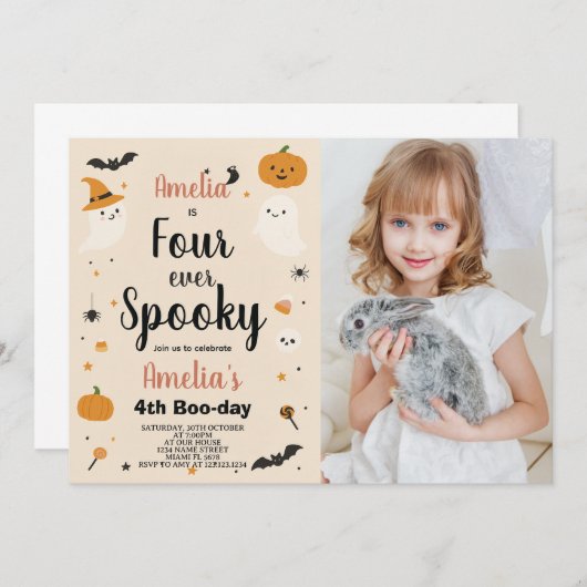 Spooky Four Ooit Kinder Halloween Verjaardag Uitno Kaart (Voorkant / Achterkant)