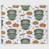 Spooky Frankenstein Monster Halloween Art Cadeaupapier (Vlak)