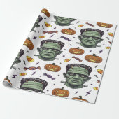 Spooky Frankenstein Monster Halloween Art Cadeaupapier (Uitgerold)