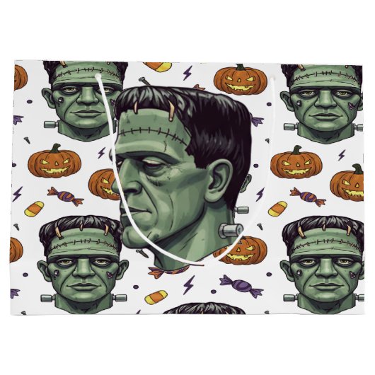 Spooky Frankenstein Monster Halloween Art Groot Cadeauzakje (Achterkant)