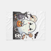 Spooky Friends Schattige Halloween Ghost Pumpkin M Fleece Deken (Voorkant (Horizontaal))
