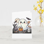 Spooky Friends Schattige Halloween Ghost Pumpkin M Kaart (Gele Bloem)