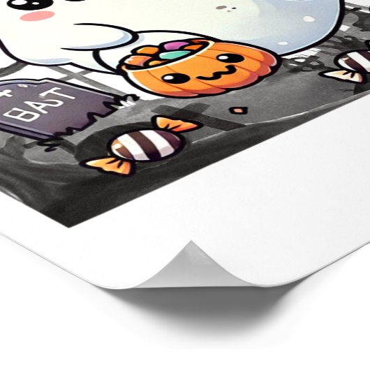 Spooky Friends Schattige Halloween Ghost Pumpkin M Poster (Hoek)