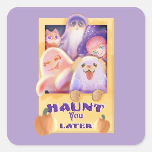 Spooky Friends Vierkante Sticker (Voorkant)