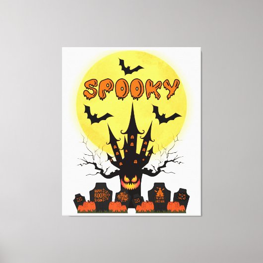 Spooky Fright Night Halloween Canvas Wall Art Afdruk (Voorkant)