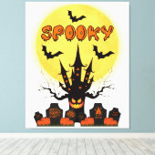 Spooky Fright Night Halloween Canvas Wall Art Afdruk (Insitu (Houten vloer))