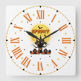 Spooky Fright Night Halloween Square Wall klok