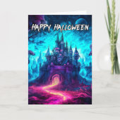 Spooky Frightful Haunted House | Happy Halloween Kaart (Voorkant)