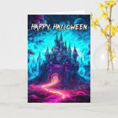 Spooky Frightful Haunted House | Happy Halloween Kaart (Gele Bloem)