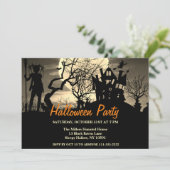Spooky Full Moon Halloween Party Invitation Kaart (Staand voorkant)