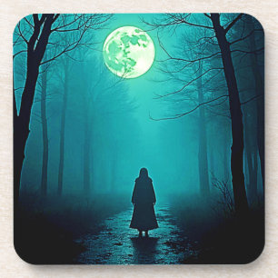 Spooky Full Moon Night Design Bier Onderzetter