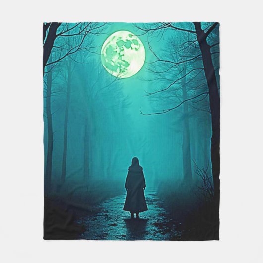 Spooky Full Moon Night Design Fleece Deken (Voorkant)
