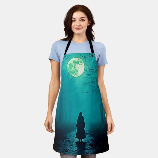 Spooky Full Moon Night Design Schort (Gedragen)