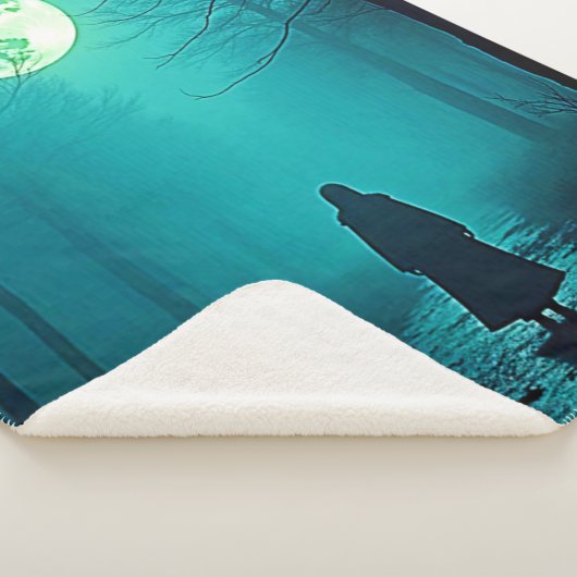 Spooky Full Moon Night Design Sherpa Deken (3/4)