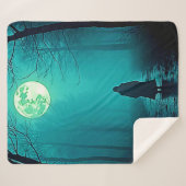 Spooky Full Moon Night Design Sherpa Deken (Voorkant (horizontaal))