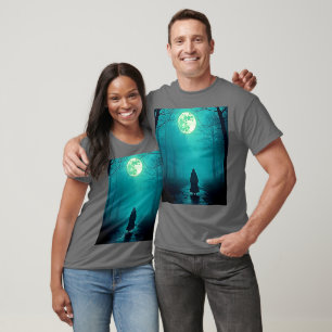 Spooky Full Moon Night Design T-shirt