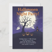 Spooky Full Moon Night Simple Halloween Party Kaart (Voorkant)