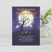 Spooky Full Moon Night Simple Halloween Party Kaart (Staand voorkant)