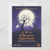 Spooky Full Moon Night Simple Halloween Party Kaart (Achterkant)