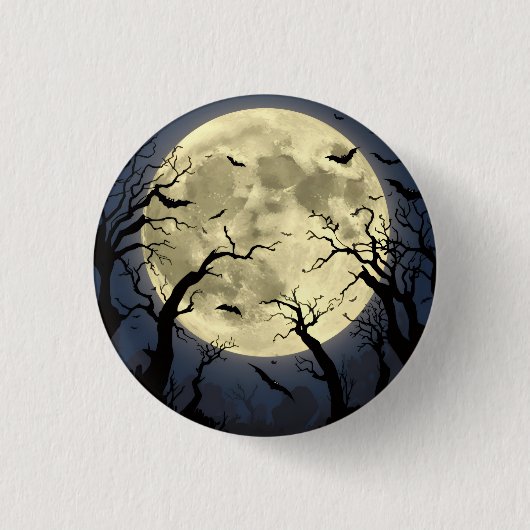 Spooky Full Moon Ronde Button 3,2 Cm (Voorkant)
