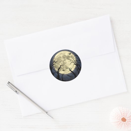Spooky Full Moon Ronde Sticker (Envelop)