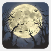 Spooky Full Moon Vierkante Sticker (Voorkant)