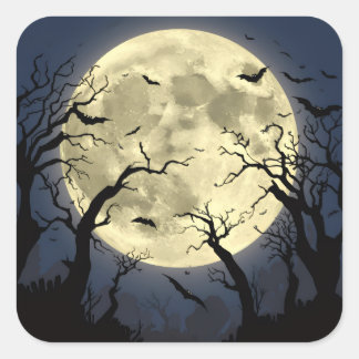 Spooky Full Moon Vierkante Sticker