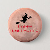 Spooky Full Moon Witch Pin Button (Voorkant)