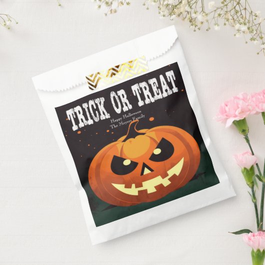 Spooky Fun Evil Pumpkin Trick or treat Bedankzakje (Gezegeld)