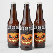 Spooky Fun Evil Pumpkin Trick or treat Bier Etiket (Flessen)