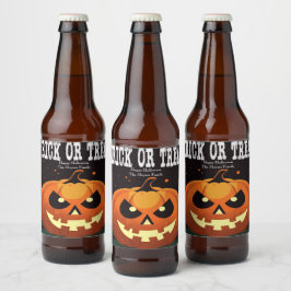 Spooky Fun Evil Pumpkin Trick or treat Bier Etiket