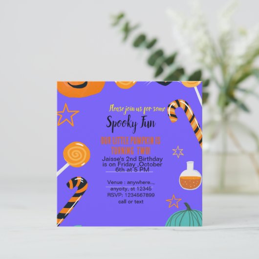 Spooky Fun Ghost Halloween sjabloon Uitnodiging (Staand voorkant)
