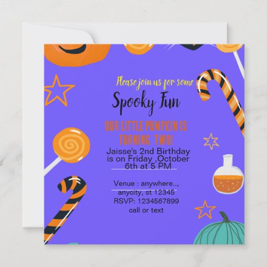 Spooky Fun Ghost Halloween sjabloon Uitnodiging (Voorkant)