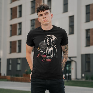 Spooky Fun Grim Reaper Speel Tennis Gothic T-shirt