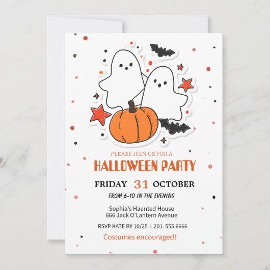 Spooky Fun Halloween Kostuum Party Uitnodiging (Voorkant)