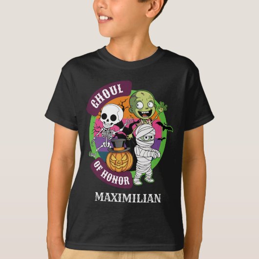 Spooky Fun Halloween Monster Cartoon Kids Verjaard T-shirt (Voorkant)