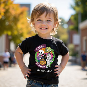 Spooky Fun Halloween Monster Cartoon Kids Verjaard T-shirt