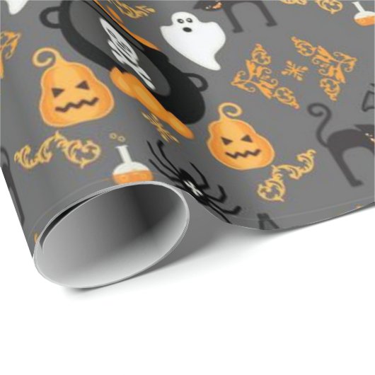 Spooky Fun Halloween Pattern Cadeaupapier (Rol Hoek)